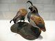Very Rare Vintage 1982, A Wooden Bird Factory, Quail Pair Carving, Signed, Dated