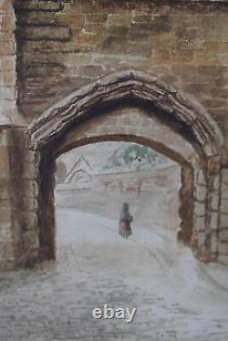 VIEWS OF LEICESTER CASTLE ANTIQUE WATERCOLOURS PAIR E. HARTOPP c1900