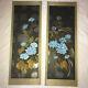 Vintage Pair Original Paintings Abstract Flower Floral Japanese Signed