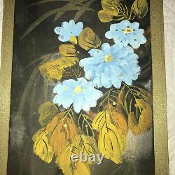 VINTAGE PAIR original PAINTINGS abstract flower floral Japanese signed