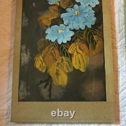 VINTAGE PAIR original PAINTINGS abstract flower floral Japanese signed