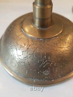 VTG 1920s CHINESE ARTIST SIGNED SCULPTED CLIMBING DRAGON 10 BRASS CANDLESTICKS