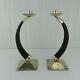 Vtg Pair Airedelsur Argentina Horn Candlesticks 1980s Signed Silver Mounted Rare