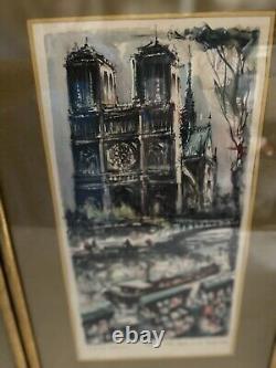 VTG Pair Signed Marius Girard 12 X 18 Paris Notre Dame & Le Sacre Coeur Framed