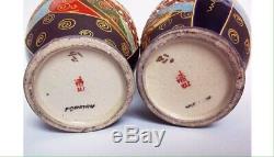 Very Fine Pair Of Satsuma Vases Signed Seizan (Red Mark) Meiji / Taisho Period