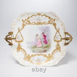 Victorian Mounted MR Limoges France Courting Couple Platter Hand Painted Signed