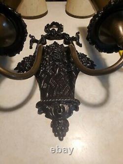 Vintage 1900's PAIR of Wall Sconces Light Fixtures -Signed Bradley and Hubbard