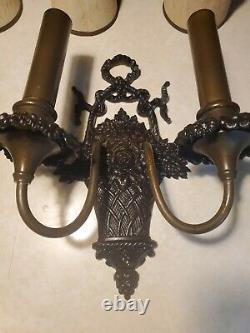 Vintage 1900's PAIR of Wall Sconces Light Fixtures -Signed Bradley and Hubbard