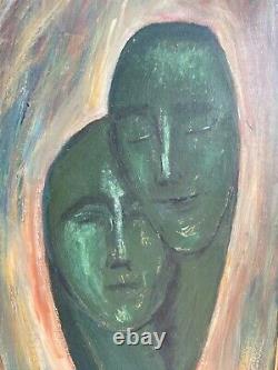 Vintage 60s Cycladic Devotion Sculpture Painting Mid Century Modern Art Signed