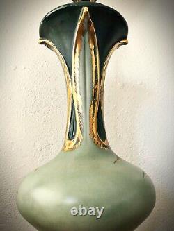 Vintage / Antique Hand Painted French Porcelain Lamps-Signed withOrnate Brass Base