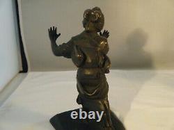 Vintage Antique Japanese Couple in Traditional Dress signed Bronze Bookends