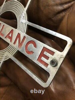 Vintage Antique Pair Hearse Ambulance Window Emblem Signs Miller Meteor Old Deco