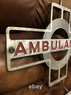 Vintage Antique Pair Hearse Ambulance Window Emblem Signs Miller Meteor Old Deco