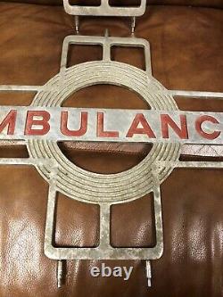 Vintage Antique Pair Hearse Ambulance Window Emblem Signs Miller Meteor Old Deco