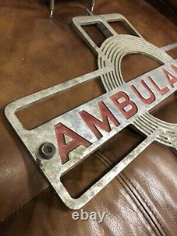 Vintage Antique Pair Hearse Ambulance Window Emblem Signs Miller Meteor Old Deco