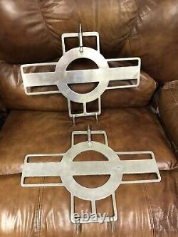 Vintage Antique Pair Hearse Ambulance Window Emblem Signs Miller Meteor Old Deco