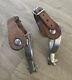 Vintage/antique Pair Of Signed/marked Crockett Spurs Leather Straps