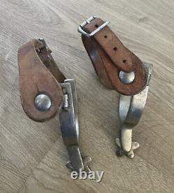 Vintage/Antique Pair Of Signed/Marked Crockett Spurs Leather Straps