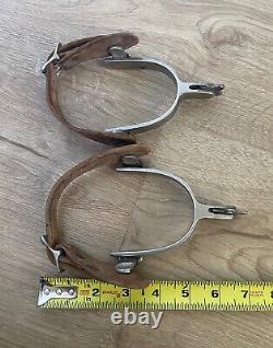 Vintage/Antique Pair Of Signed/Marked Crockett Spurs Leather Straps