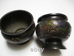 Vintage Antique Pair Signed Fine Chinese Old Scholar Vase Pot Bronze Signed Rare