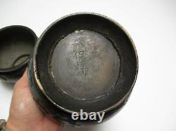 Vintage Antique Pair Signed Fine Chinese Old Scholar Vase Pot Bronze Signed Rare