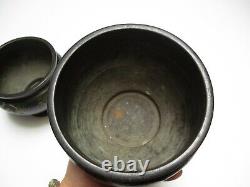 Vintage Antique Pair Signed Fine Chinese Old Scholar Vase Pot Bronze Signed Rare