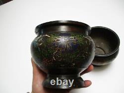 Vintage Antique Pair Signed Fine Chinese Old Scholar Vase Pot Bronze Signed Rare