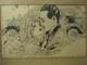 Vintage Art Deco Romantic Couple Auto Babies Ink Sketch Drawing Signed Frame