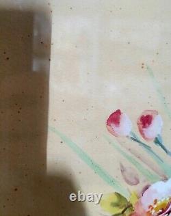 Vintage Bolin Signed Original Flower Arrangements Watercolor Paintings Pair