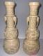 Vintage Chinese White Cinnabar Vases Pair Lacquer Resin Elephant Bulls Signed