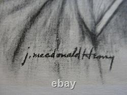 Vintage Framed Pair Signed J. MacDonald Henry Charcoal Art Prints Jamaica Artist