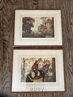 Vintage French Art Etching Pair! After Louis Haumont #305 And #307 Original Sign