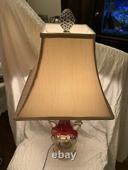 Vintage Hand-Painted Porcelain Victorian Couple Table Lamp (Signed) Fragonard