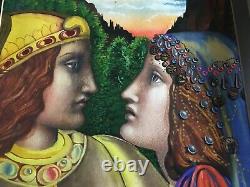 Vintage JOSEF M. KOZAK Original Work of Art PAINTING THE COUPLE Framed Signed