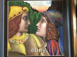 Vintage JOSEF M. KOZAK Original Work of Art PAINTING THE COUPLE Framed Signed