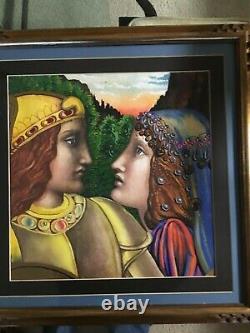 Vintage JOSEF M. KOZAK Original Work of Art PAINTING THE COUPLE Framed Signed