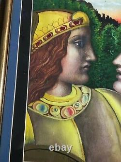 Vintage JOSEF M. KOZAK Original Work of Art PAINTING THE COUPLE Framed Signed