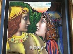 Vintage JOSEF M. KOZAK Original Work of Art PAINTING THE COUPLE Framed Signed