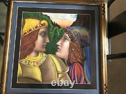 Vintage JOSEF M. KOZAK Original Work of Art PAINTING THE COUPLE Framed Signed