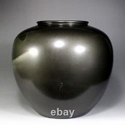 Vintage Japanese Pair of Carp Koi Metal Vase Signed withs Box