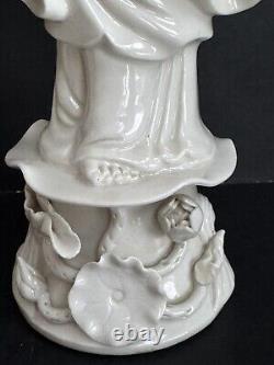 Vintage Kwan Yin Blanc de Chine Porcelain Statues MATCHING PAIR 12 Signed