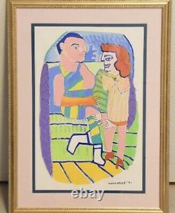 Vintage LARRY CONNATSER (1938-1996) Contemporary Art, Signed & Dated 1991, 36x17