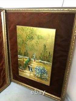 Vintage Mid-Century Lore Signed Pair of Oil Paintings on Masonite MCM Impression