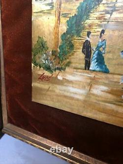 Vintage Mid-Century Lore Signed Pair of Oil Paintings on Masonite MCM Impression