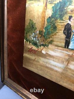 Vintage Mid-Century Lore Signed Pair of Oil Paintings on Masonite MCM Impression