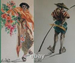 Vintage Mid Century Signed Esther Wynn Water Color (Pair)