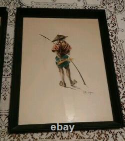 Vintage Mid Century Signed Esther Wynn Water Color (Pair)