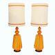 Vintage Mid Century Signed Modern Large Ceramic Table Lamps Pair