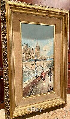 Vintage Midcentury Antonio DeVity Paris Street Scene Original Oil Paintings Pair