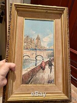 Vintage Midcentury Antonio DeVity Paris Street Scene Original Oil Paintings Pair